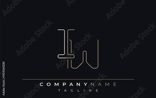 IW Abstract Line Style Logo. Minimalist Design Featuring the Letters I and W Abstract Line Style