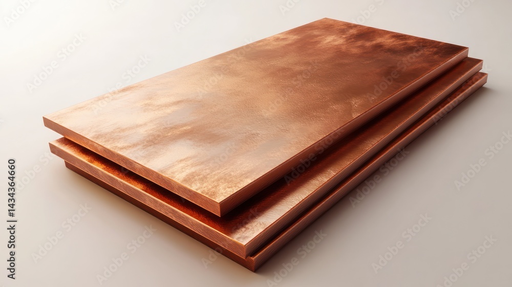 Copper sheets, stacked, studio background, industrial material Copper sheets, stacked, studio background, industrial material