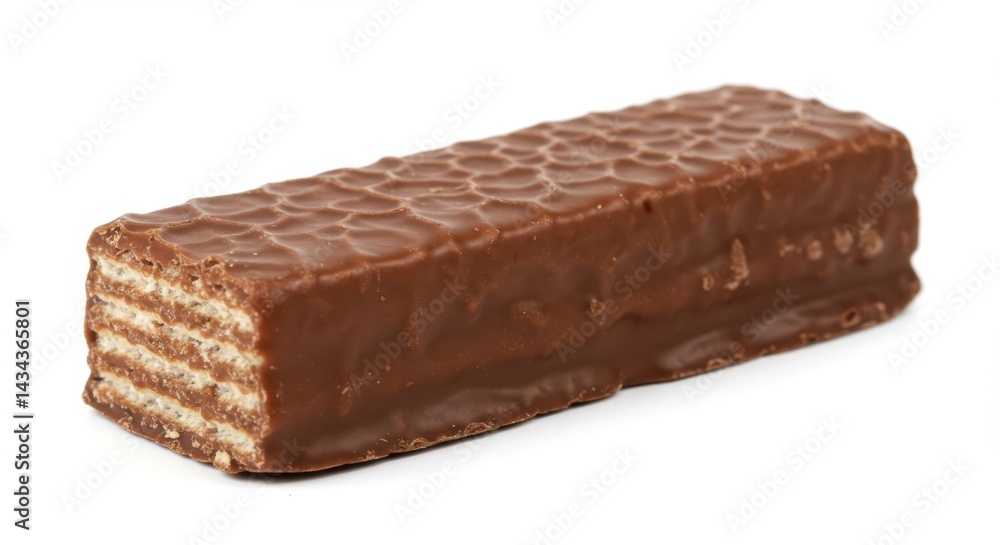 Chocolate covered wafer bar on white background Chocolate covered wafer bar on white background