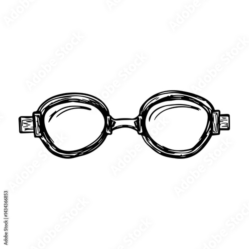 Doodle style black and white swimming goggles, for sports blogs with copy space