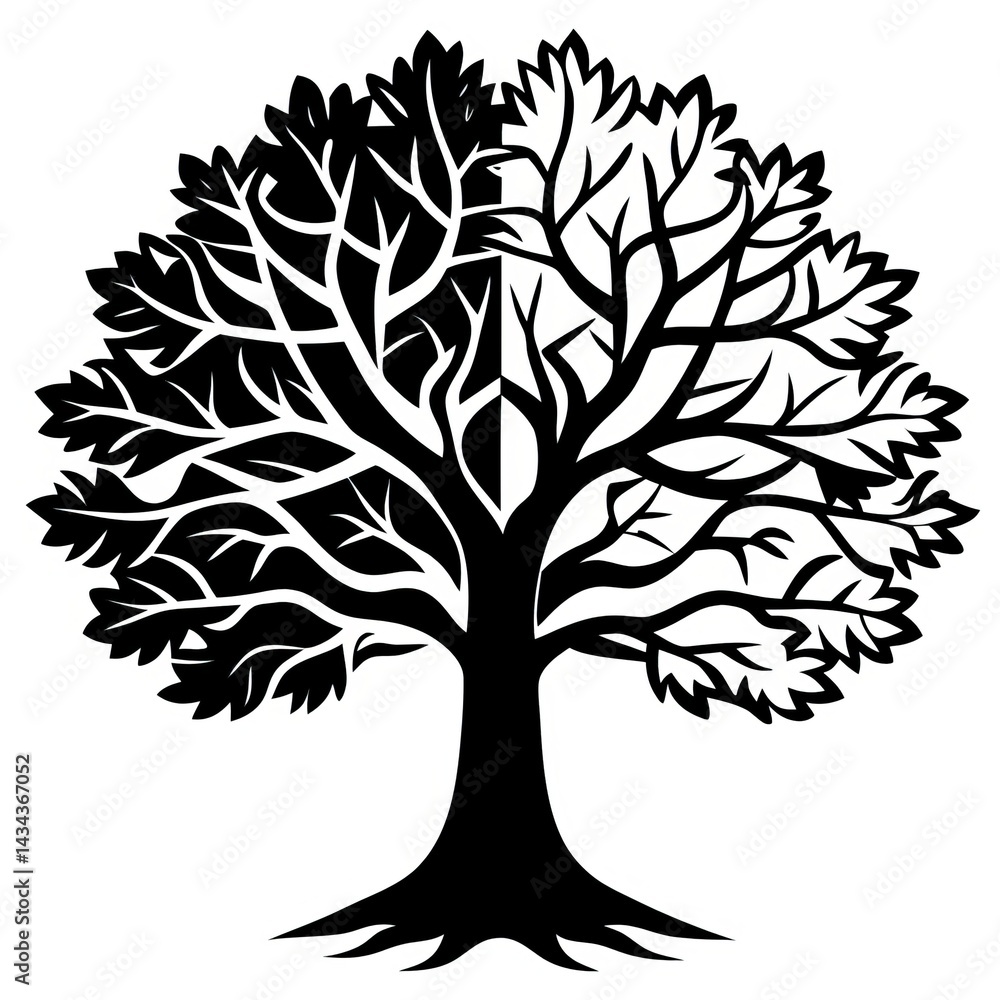 Obraz premium Diverse Tree Silhouette And Jungles Vectors