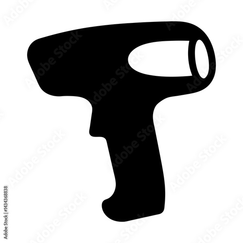 Simple Black Silhouette of a Handheld BarcodeScanner for Retail Point of Sale Systems on a transparent background