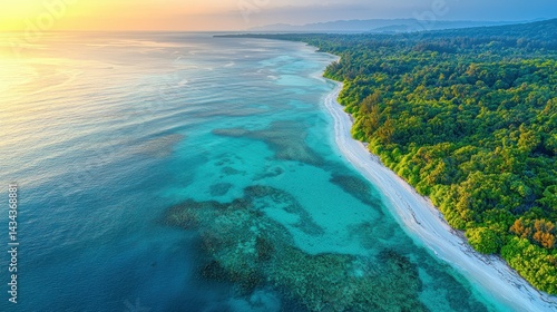 Tropical beach coastline with clear turquoise waters