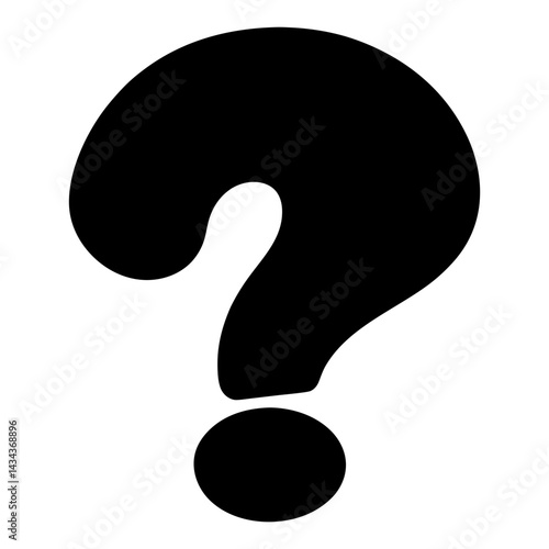 A Simple Black Question Mark,Bold Design Element of Uncertainty and Inquiry on a transparent background