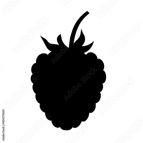 Black silhouette of a raspberry ,fruit design element on a transparent background