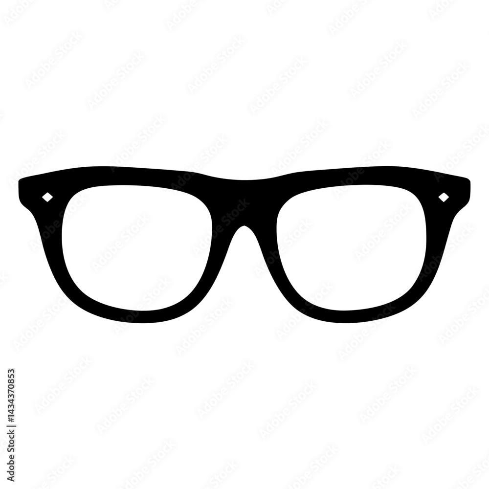 Fototapeta premium Black framed glasses with diamond accents on the sides,showcasing a minimalist design style on a transparent background