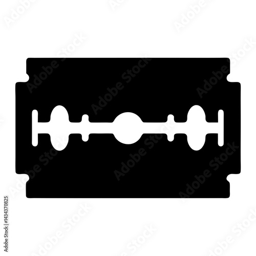 Silhouette of a vintage razor blade tool for shaving or cutting,displayed on a on a transparent background