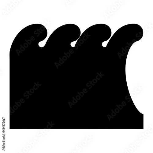 Black Waves Silhouette Representing Ocean,Water, Sea or Natural Element Pattern Design on a transparent background
