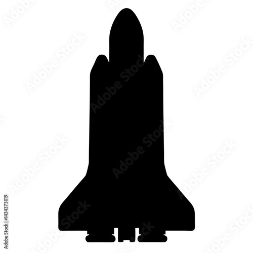 Detailed Black Silhouette of a Space Shuttle,Representing Space Exploration and Future Technologies on a transparent background