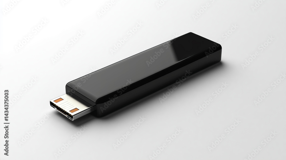 Sleek closed flash drive on a clean white surface Sleek closed flash drive on a clean white surface