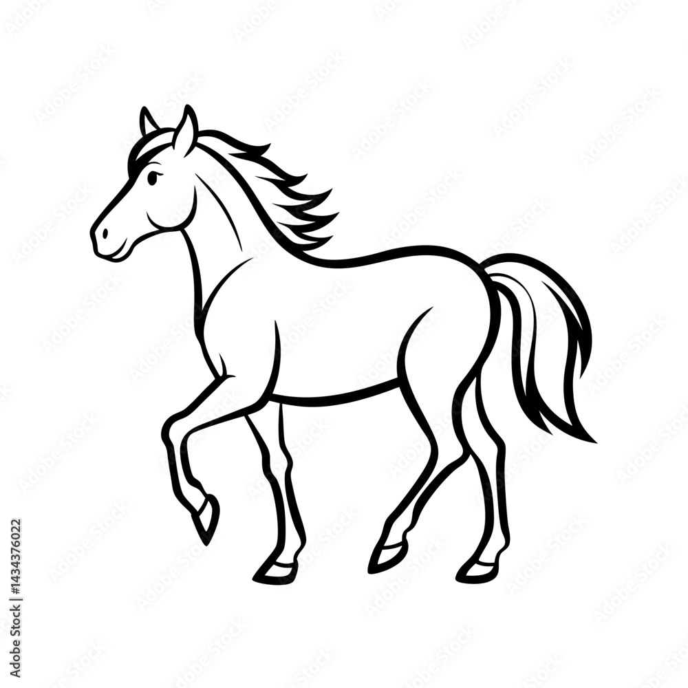 Running Wild Horse Lineart Vector Running Wild Horse Lineart Vector