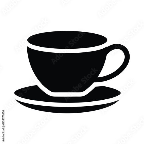 cup with saucer stencil icon vector illustration