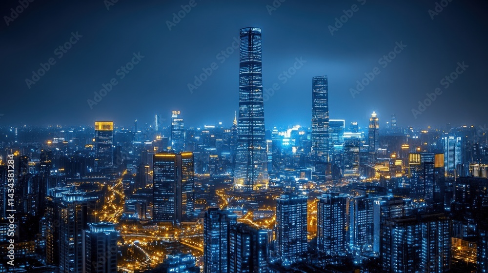 Fototapeta premium Shanghai Skyline at Night