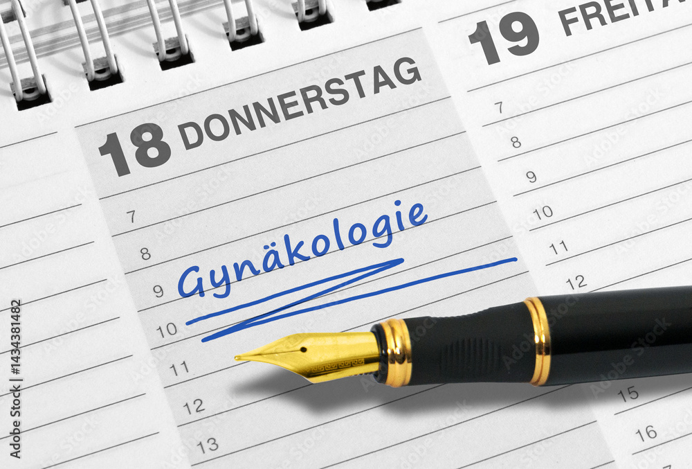 Terminnotiz auf dem Kalender; Gynäkologie Terminnotiz auf dem Kalender; Gynäkologie