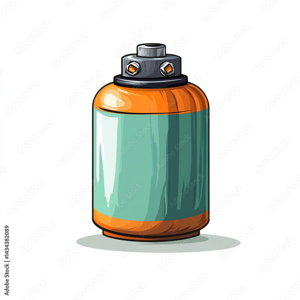 A detailed illustration of a spray paint can, showcasing its vibrant colors and design for creative projects.
