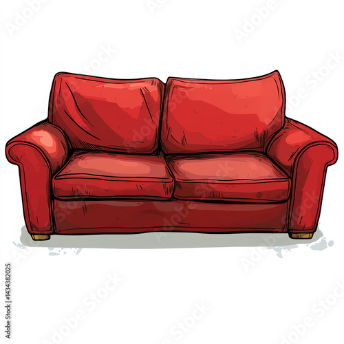 A cozy red couch perfect for relaxation and social gatherings, providing comfort and style to any living room.