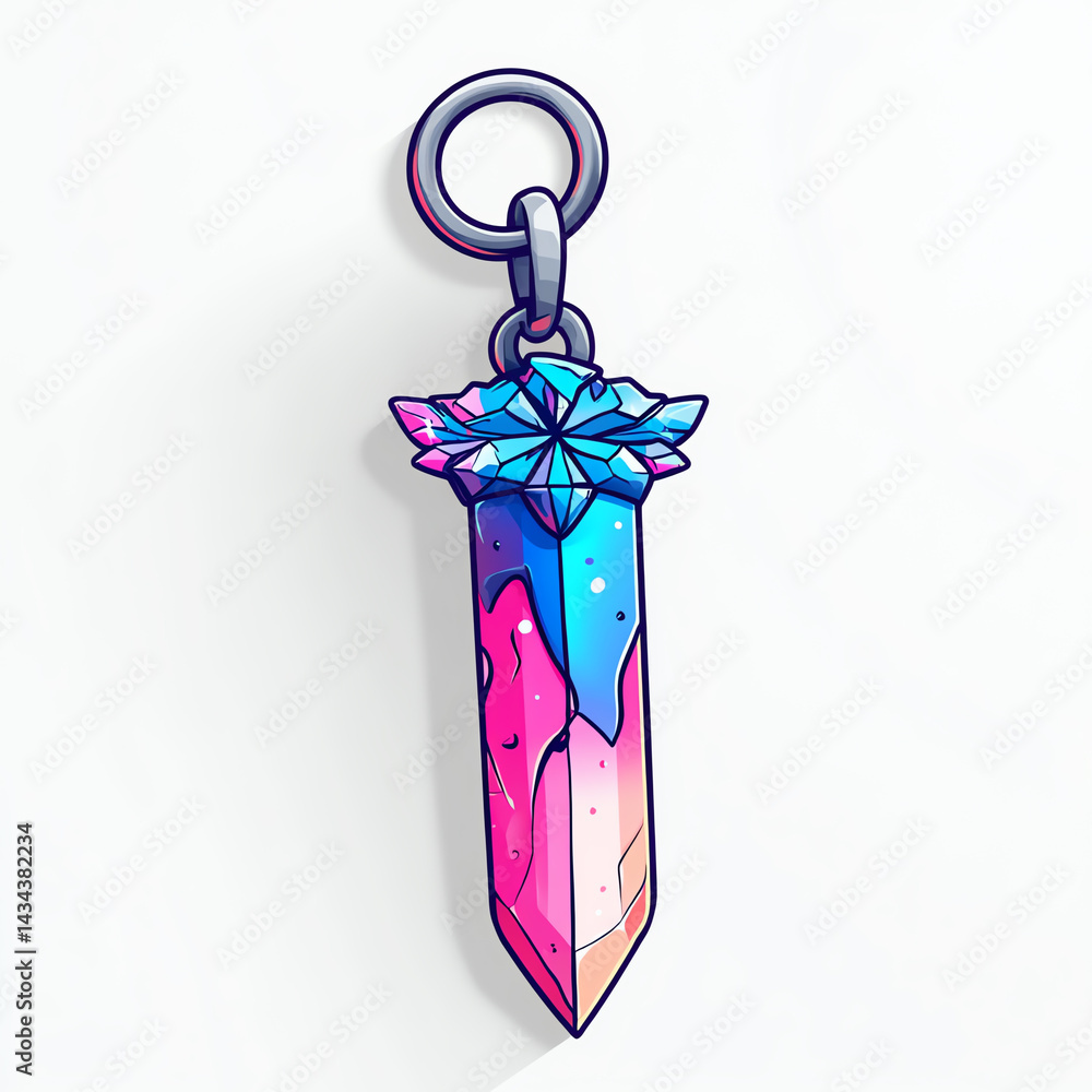 Vibrant crystal keychain design featuring a colorful gradient, perfect for enhancing your creative projects and designs.