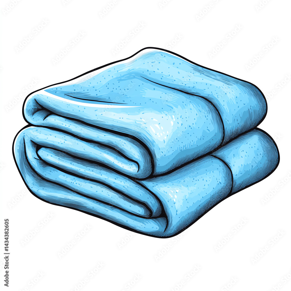 Soft blue blanket folded neatly, perfect for cozy comfort in any living space or bedroom.