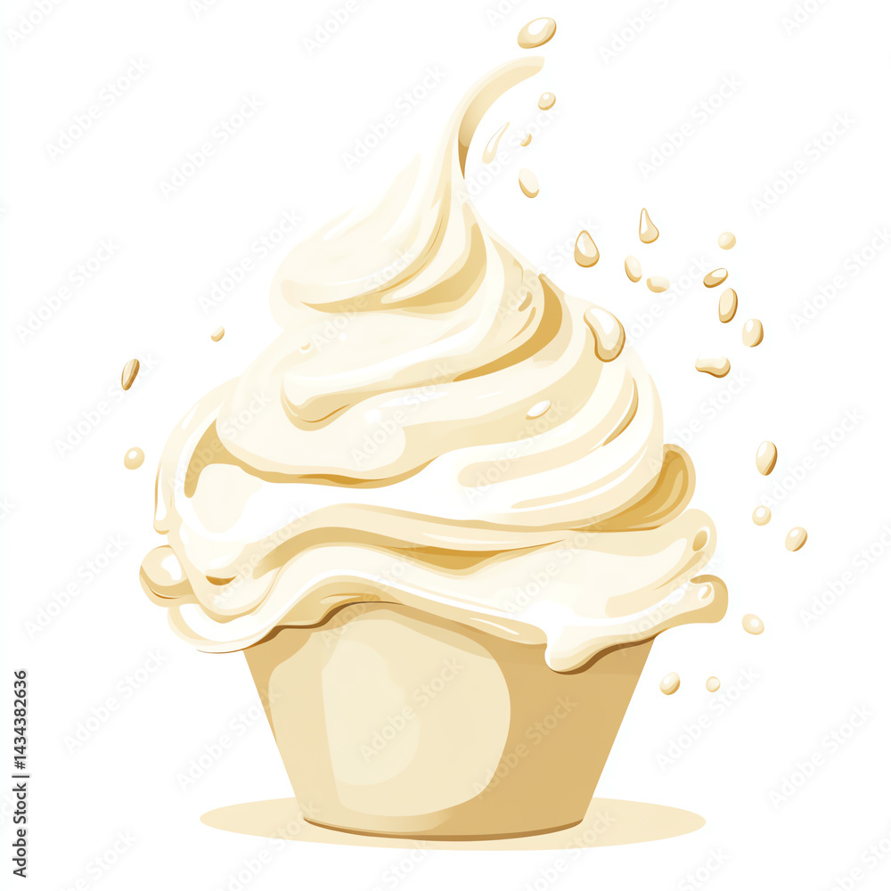 Delicious soft serve ice cream in a cup, swirled to perfection and ready to enjoy on a sunny day. Perfect for any dessert lover.