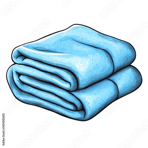 Obraz na płótnie Soft blue blanket folded neatly, perfect for cozy comfort in any living space or bedroom. w salonie