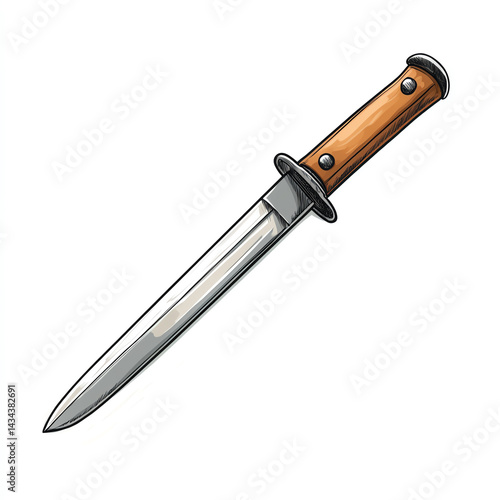 Obraz na płótnie Realistic illustration of a dagger with a wooden handle and shiny blade. Perfect for design, art, or educational purposes. w salonie