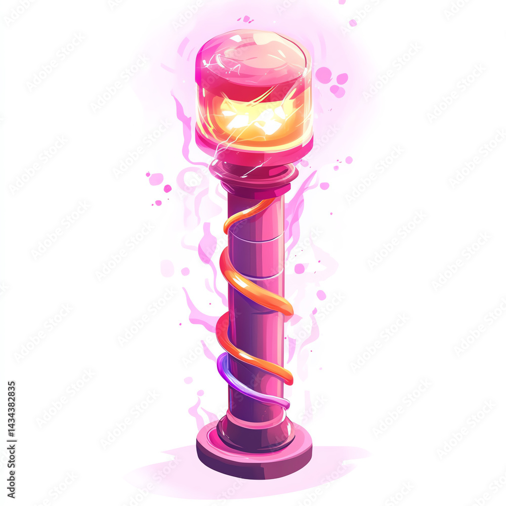 A vibrant and whimsical fantasy lamp with a glowing orb, perfect for magical themes in illustrations and designs.