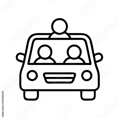 Illustration of car with driver and passengers vehicle transportation travel icon design auto ride sharing