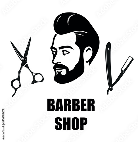 Logo for men barbershop in black color