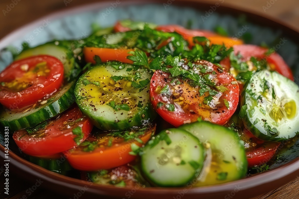 cucumber and tomato salad drizzled with balsamic vinaigrette cucumber and tomato salad drizzled with balsamic vinaigrette