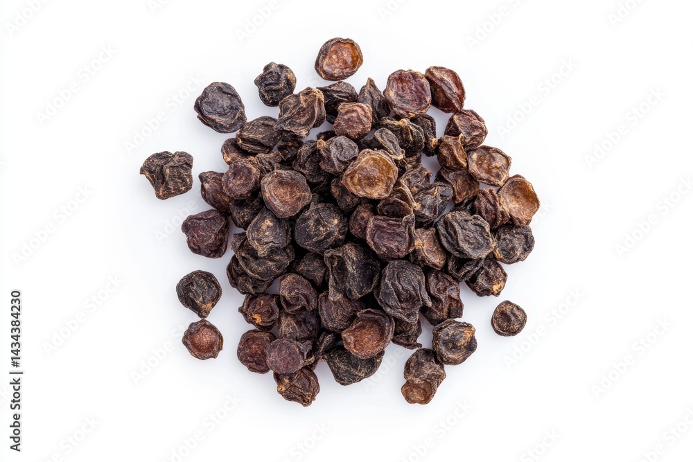 dried goji berries on white surface overhead view dried goji berries on white surface overhead view