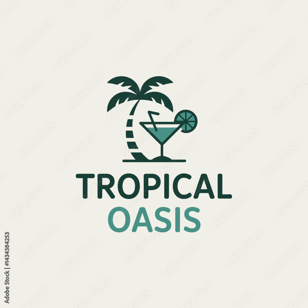 Obraz premium Minimalist Tropical Oasis Bar Logo