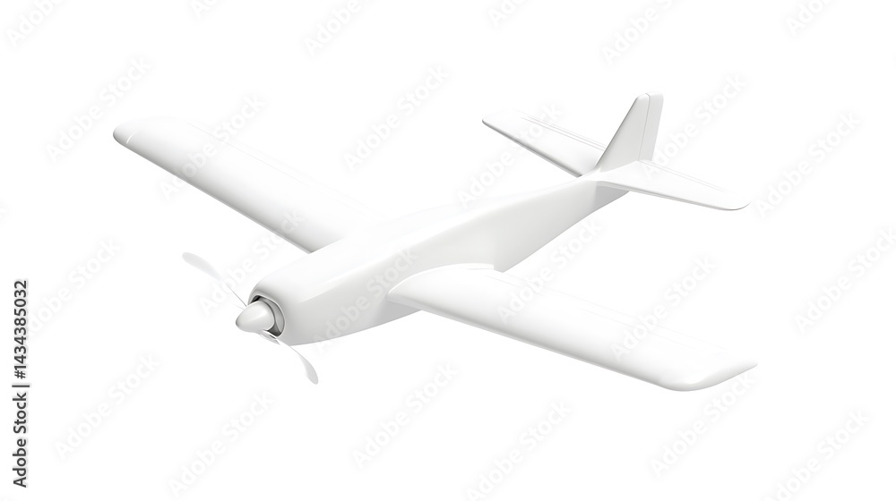 Simple 3D illustration of a white airplane with an emphasis on smooth curves and modern design image Simple 3D illustration of a white airplane with an emphasis on smooth curves and modern design image
