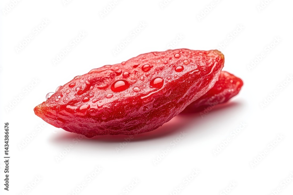 Fresh goji berries with water droplets on white background Fresh goji berries with water droplets on white background
