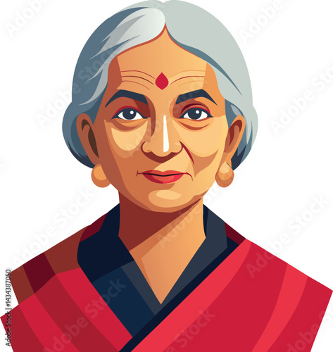 Portrait of an Elderly Woman in Red Clothing