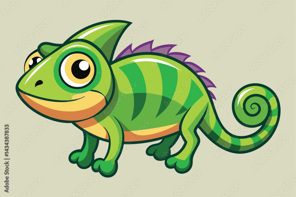 Obraz premium Cartoon Style Chameleon Vector Illustrations