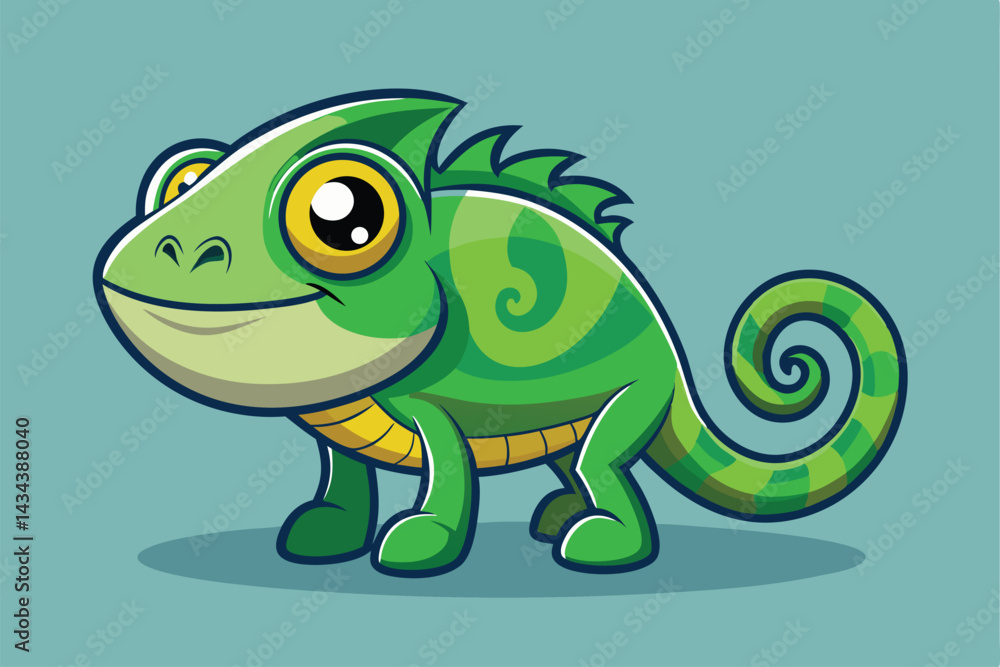 Naklejka premium Cartoon Style Chameleon Vector Illustrations