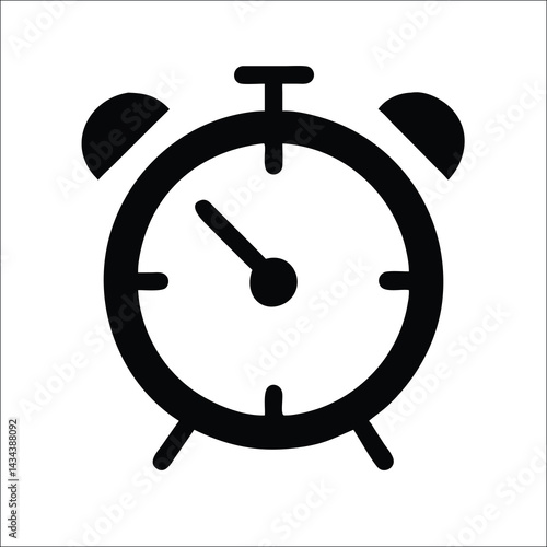Alarm clock icon time management and wake up symbol