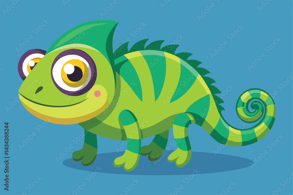 Obraz premium Cartoon Style Chameleon Vector Illustrations
