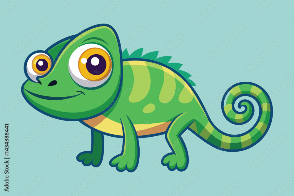 Fototapeta premium Cartoon Style Chameleon Vector Illustrations