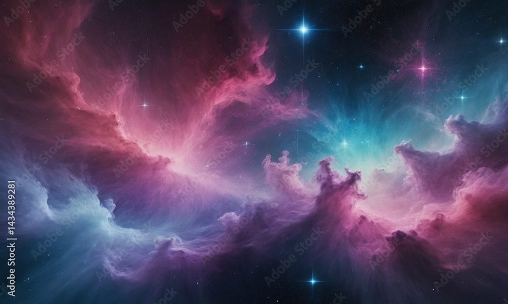 Colorful Cosmic Nebula with Stars Colorful Cosmic Nebula with Stars