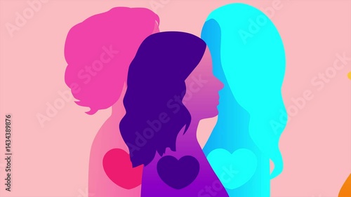 Loving colorful people. Minimal modern motion design. Animation 2D