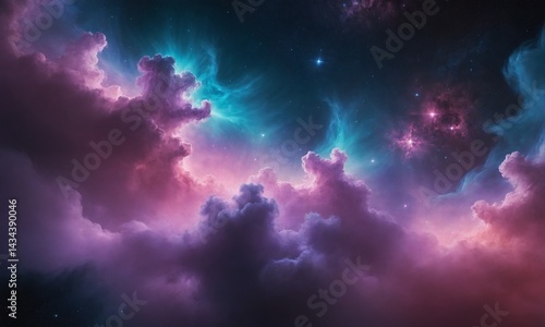 Colorful Cosmic Nebula with Stars