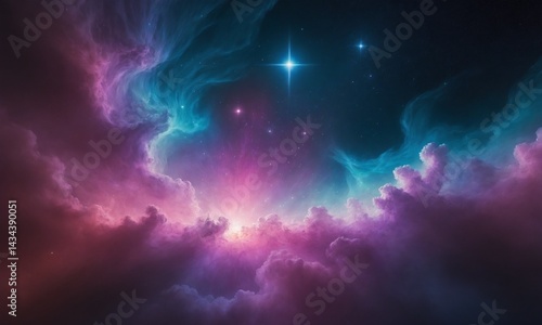 Colorful Cosmic Nebula with Stars