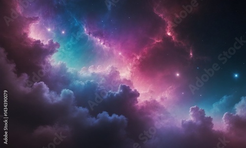 Colorful Cosmic Nebula with Stars