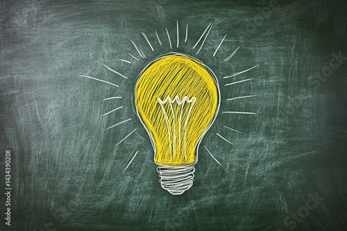 Light bulb idea concept drawing on chalkboard