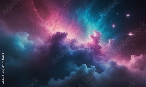 Colorful Cosmic Nebula with Stars