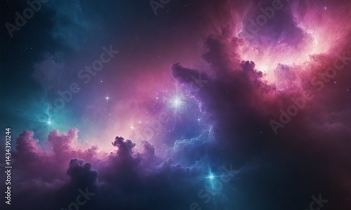 Colorful Cosmic Nebula with Stars