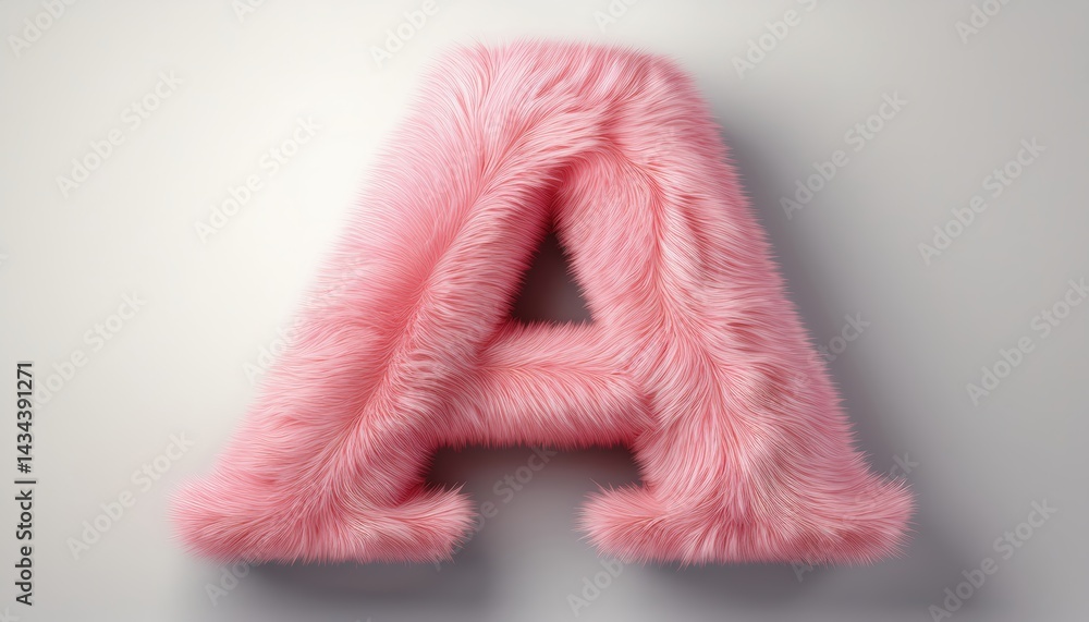 Pink fluffy letter A on white background generated in AI
Pink fluffy letter A on white background generated in AI