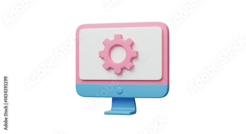Wallpaper Mural Isolated 3D Render of a Monitor with a Gear Icon on Screen Torontodigital.ca