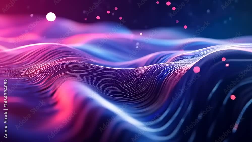 Abstract Glowing Wave Animation in Blue and Pink with Particle Effects Abstract Glowing Wave Animation in Blue and Pink with Particle Effects